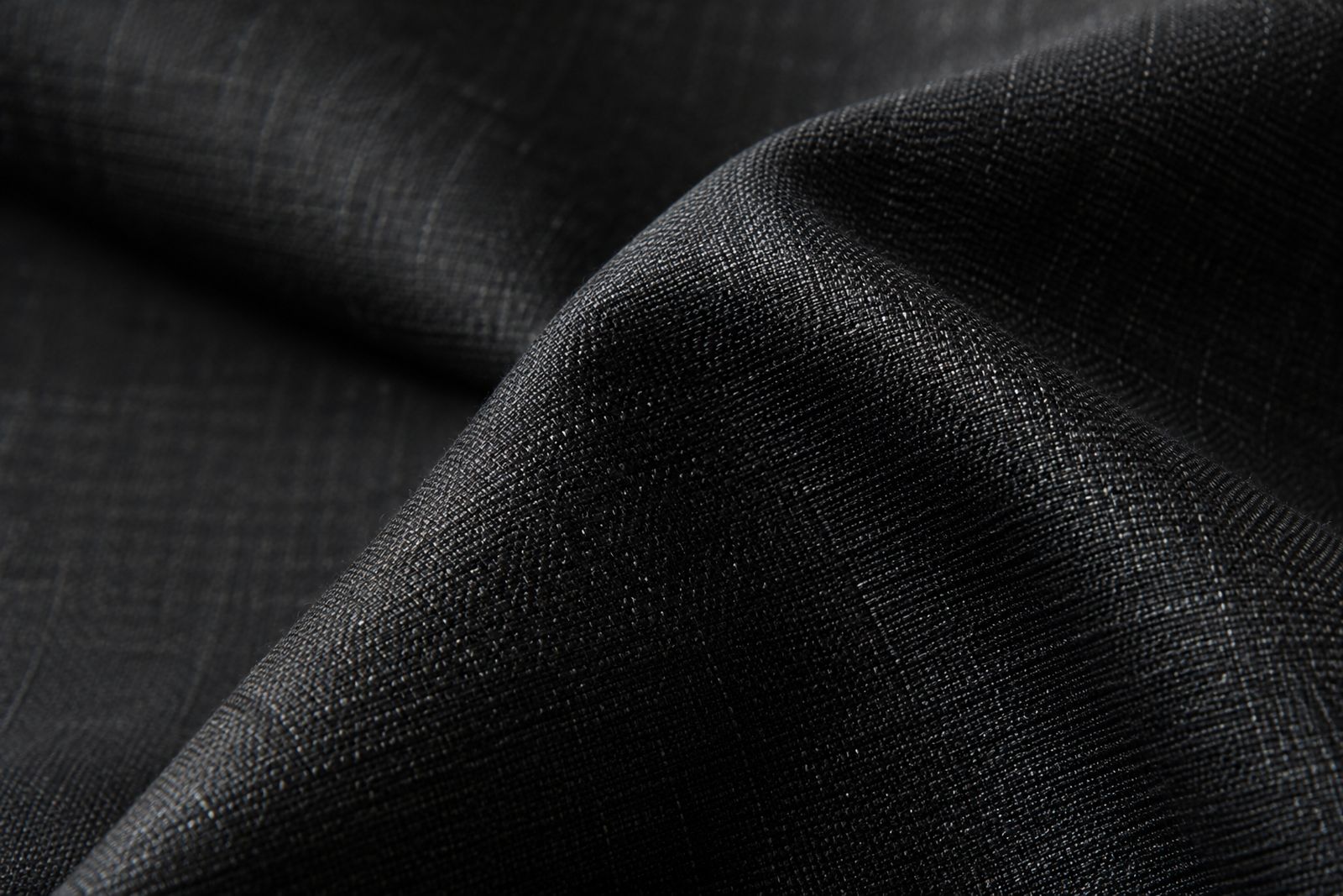 Close-up of black mohair suiting with a slight sheen.